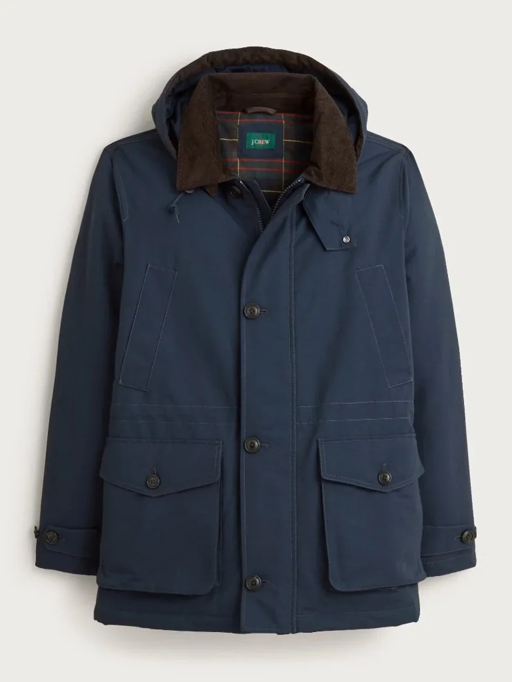 J. Crew Men's Navy Country Jacket Primaloft With Removable Hood CO040 Size Large